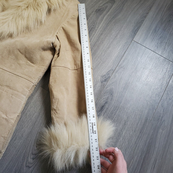 Vintage Penny Lane Coat Women's Large Long Leather Fur Boho Classic 90s Y2K - Picture 8 of 16